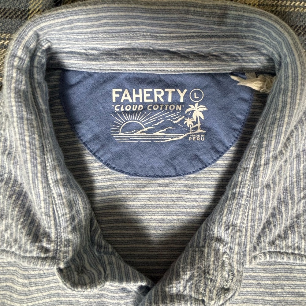 Faherty Cloud Collection Blue Polo, Pima Cotton S… - image 2